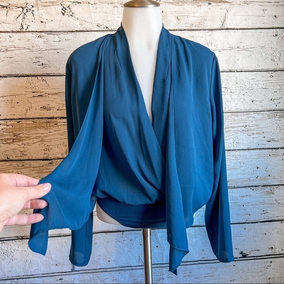 Aritzia Babaton teal color draped bodysuit - Picture 4 of 9